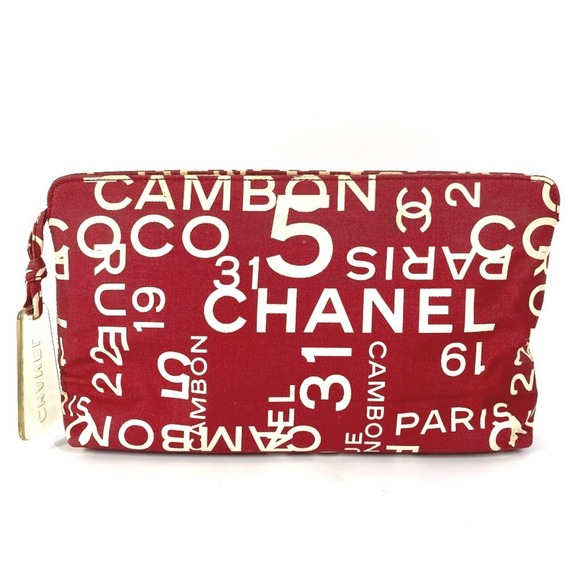 Chanel Red Canvas clutch - Picture 1 of 10